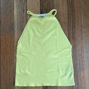 Zara | knit yellow halter top